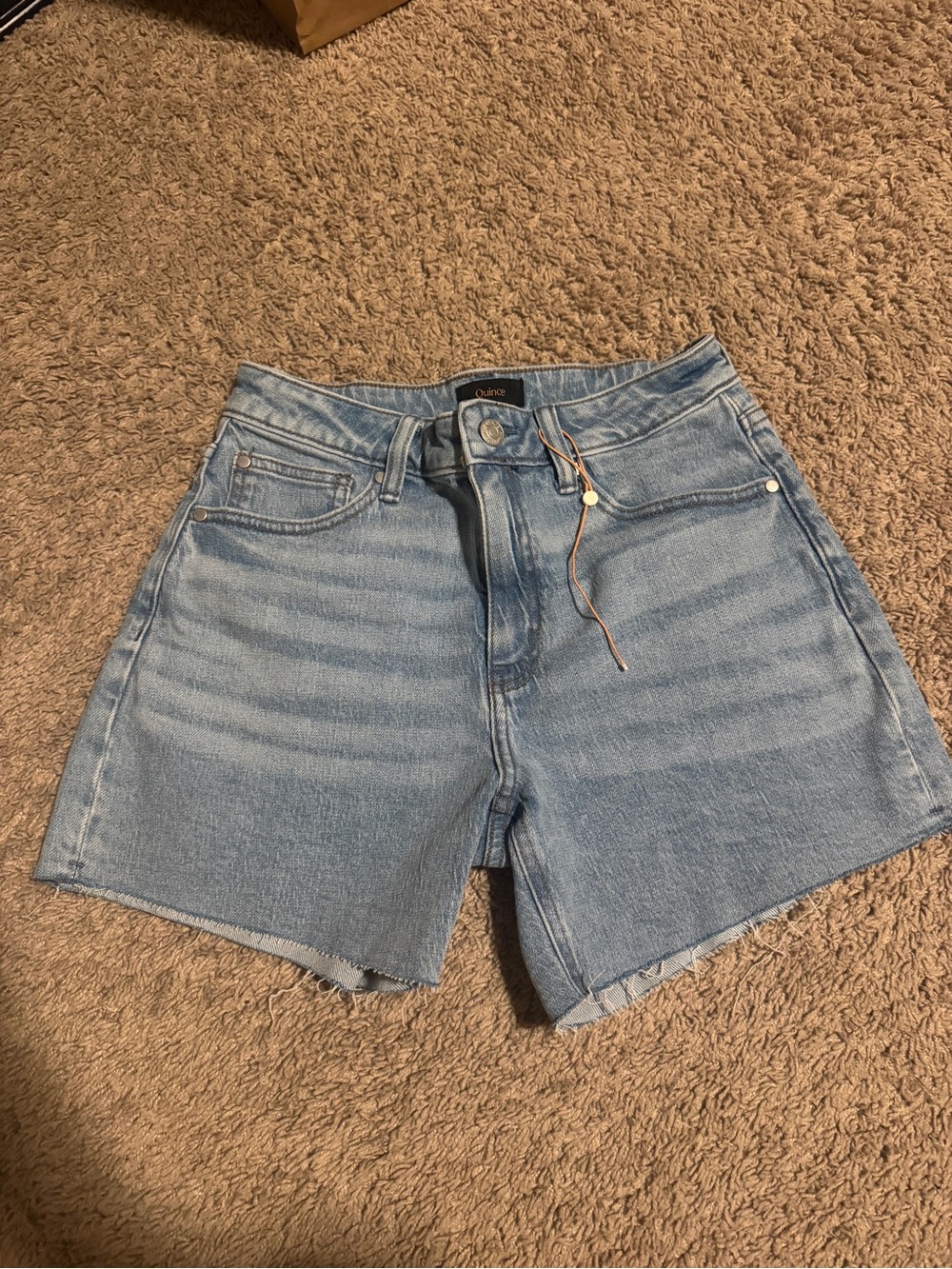 Classic Light Blue Denim Cutoff Shorts - Women's Quince Bella Cut Off - Picture 5 of 7